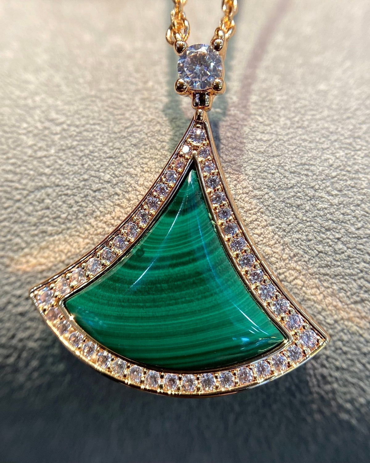 [⭐Veyra]DREAM MALACHITE DIAMOND PAVED PINK GOLD NECKLACE