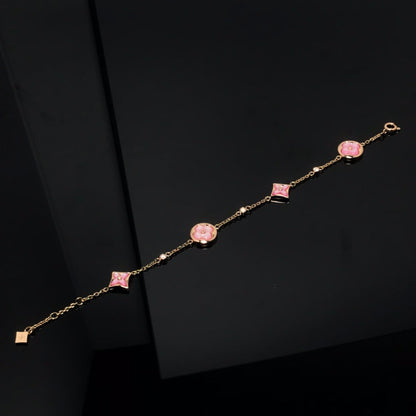 [⭐Veyra]STAR AND SUN 4 MOTIF PINK MOP PINK GOLD BRACELET