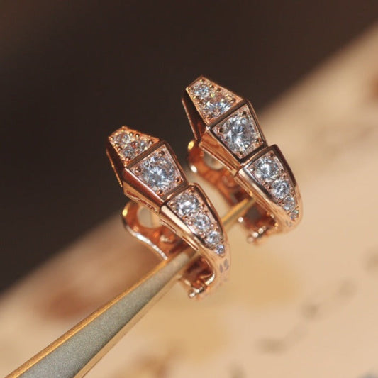[⭐Veyra]SERPENT PINK GOLD DIAMOND EARRINGS