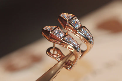 [⭐Veyra]SERPENT PINK GOLD DIAMOND EARRINGS