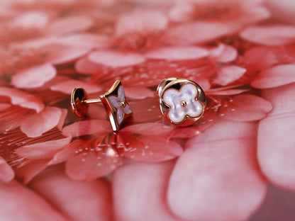 [⭐Veyra]STAR AND SUN PINK GOLD MOP STUD EARRINGS
