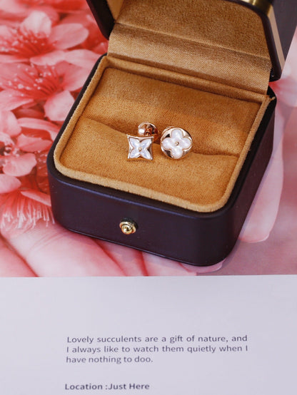 [⭐Veyra]STAR AND SUN PINK GOLD MOP STUD EARRINGS