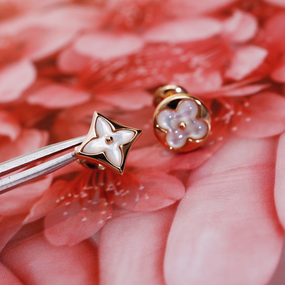 [⭐Veyra]STAR AND SUN PINK GOLD MOP STUD EARRINGS
