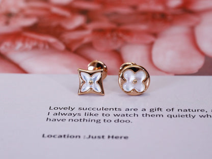 [⭐Veyra]STAR AND SUN PINK GOLD MOP STUD EARRINGS