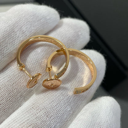 [⭐Veyra]LOVE DIAMOND PINK GOLD HOOP EARRINGS
