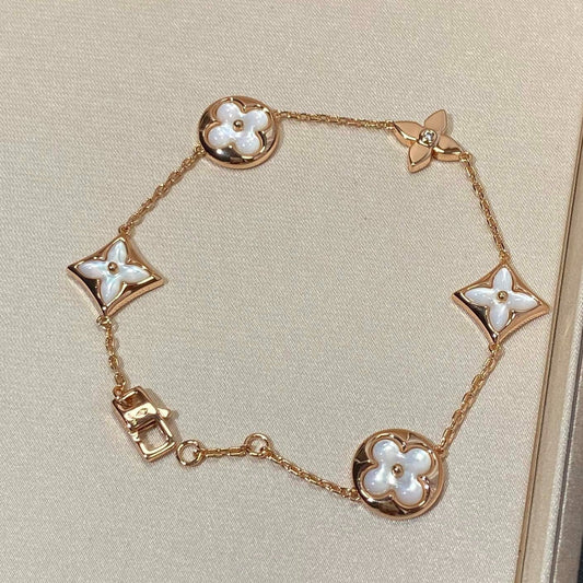 [⭐Veyra]STAR AND SUN 5 MOTIF MOP PINK GOLD BRACELET