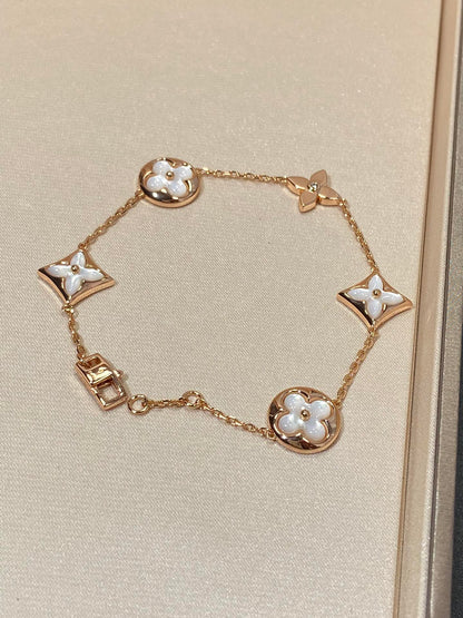 [⭐Veyra]STAR AND SUN 5 MOTIF MOP PINK GOLD BRACELET