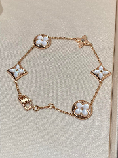 [⭐Veyra]STAR AND SUN 5 MOTIF MOP PINK GOLD BRACELET