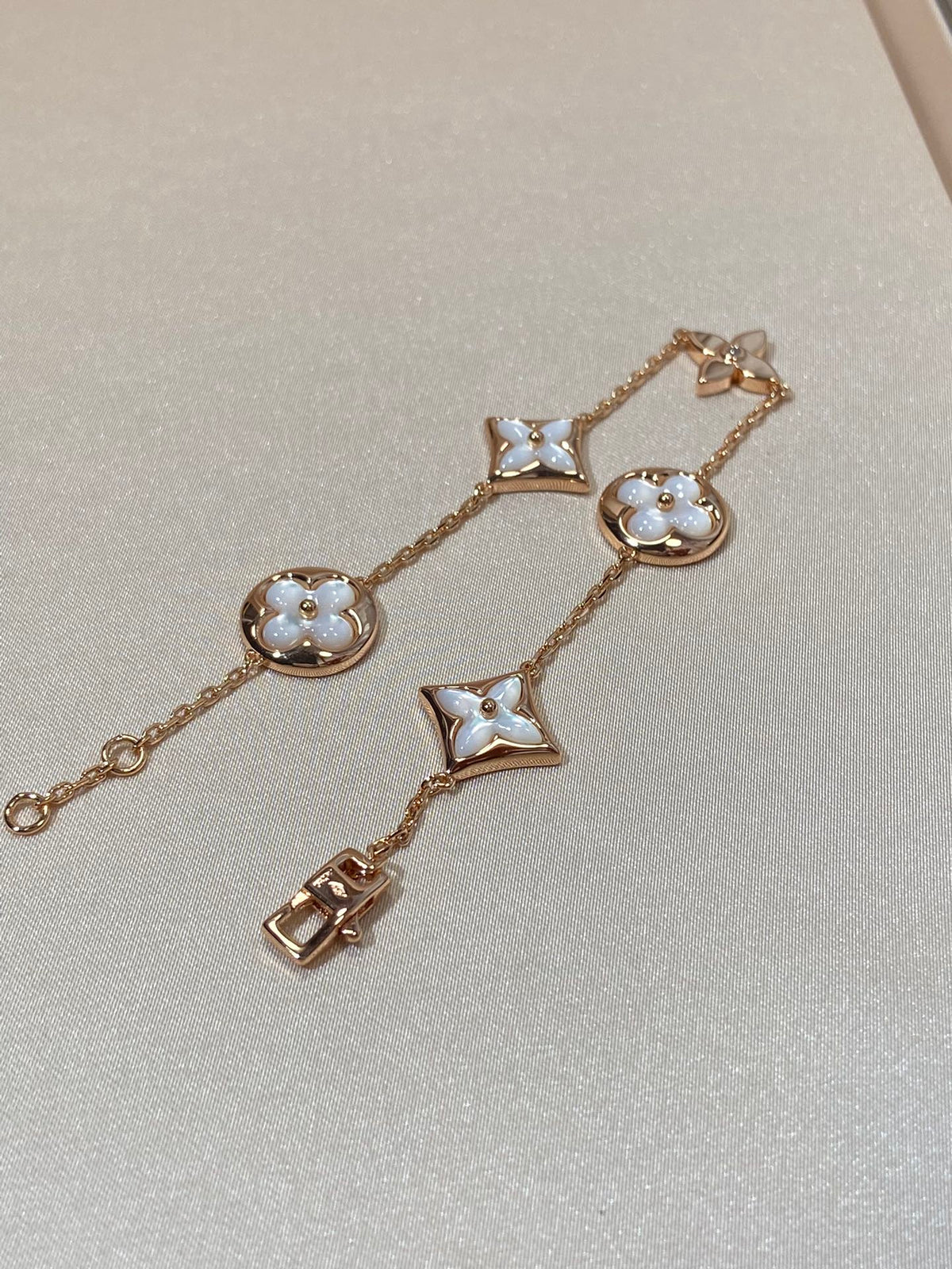 [⭐Veyra]STAR AND SUN 5 MOTIF MOP PINK GOLD BRACELET