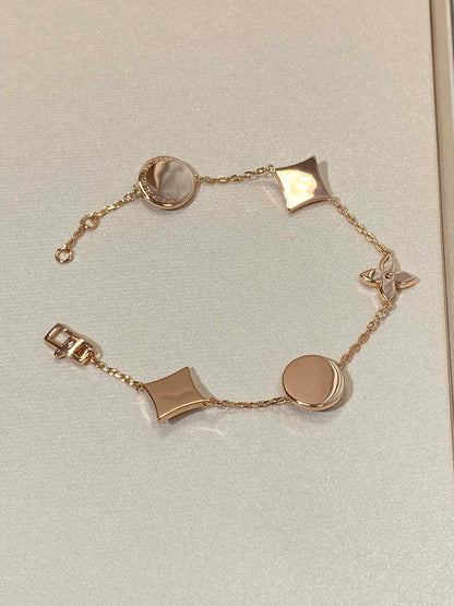 [⭐Veyra]STAR AND SUN 5 MOTIF MOP PINK GOLD BRACELET