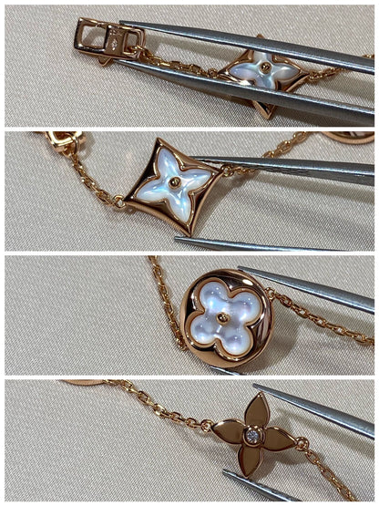 [⭐Veyra]STAR AND SUN 5 MOTIF MOP PINK GOLD BRACELET