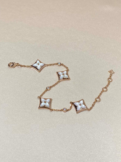 [⭐Veyra]STAR 4 MOTIF MOP DIAMOND PINK GOLD BRACELET