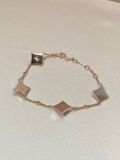 [⭐Veyra]STAR 4 MOTIF MOP DIAMOND PINK GOLD BRACELET