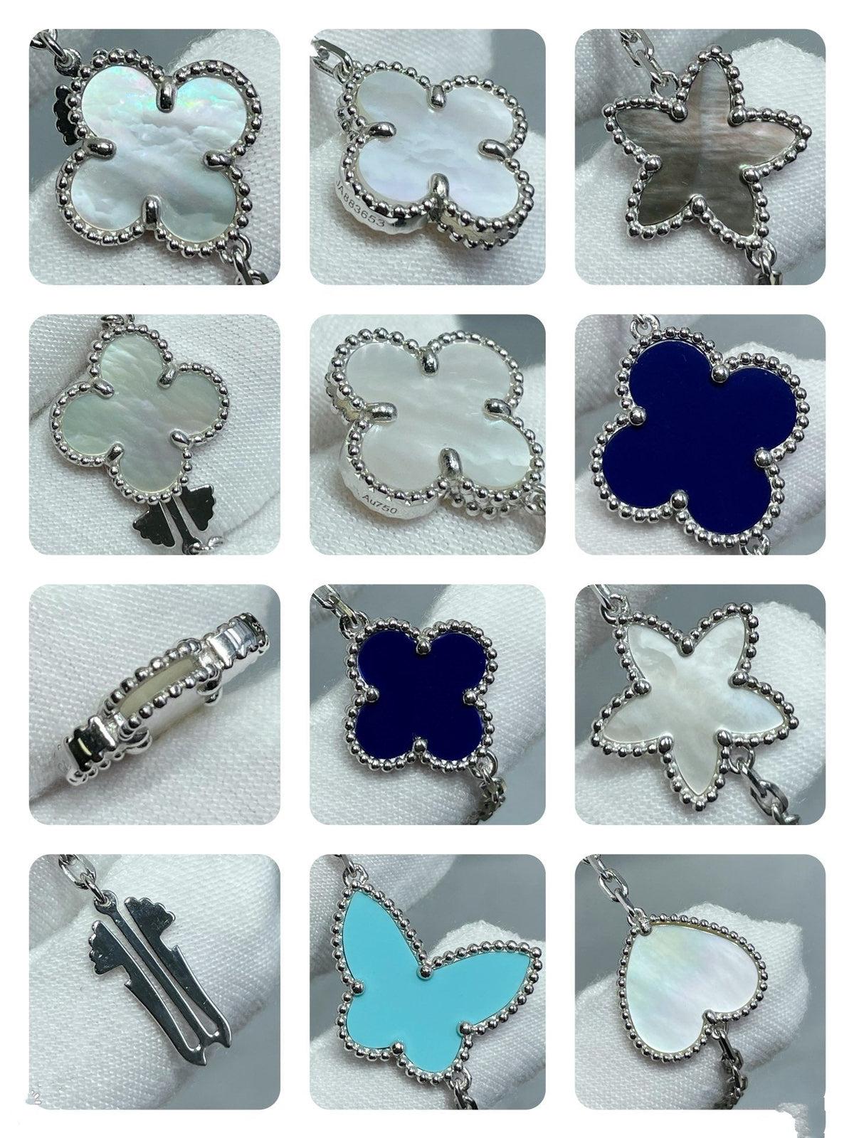 [⭐Veyra]LUCKY CLOVER SILVER 11 MOTIF NECKLACE