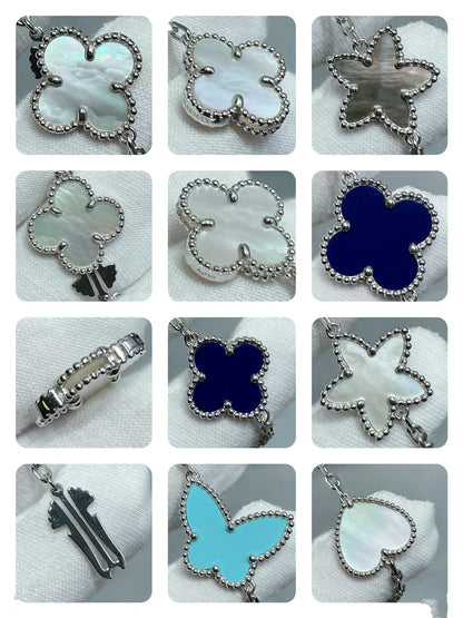 [⭐Veyra]LUCKY CLOVER SILVER 11 MOTIF NECKLACE