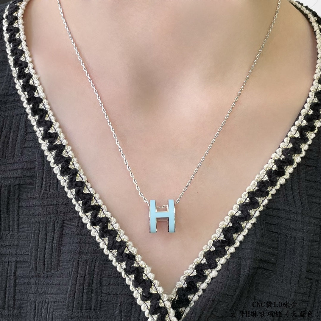 [⭐Veyra]POP H SKY BLUE NECKLACE