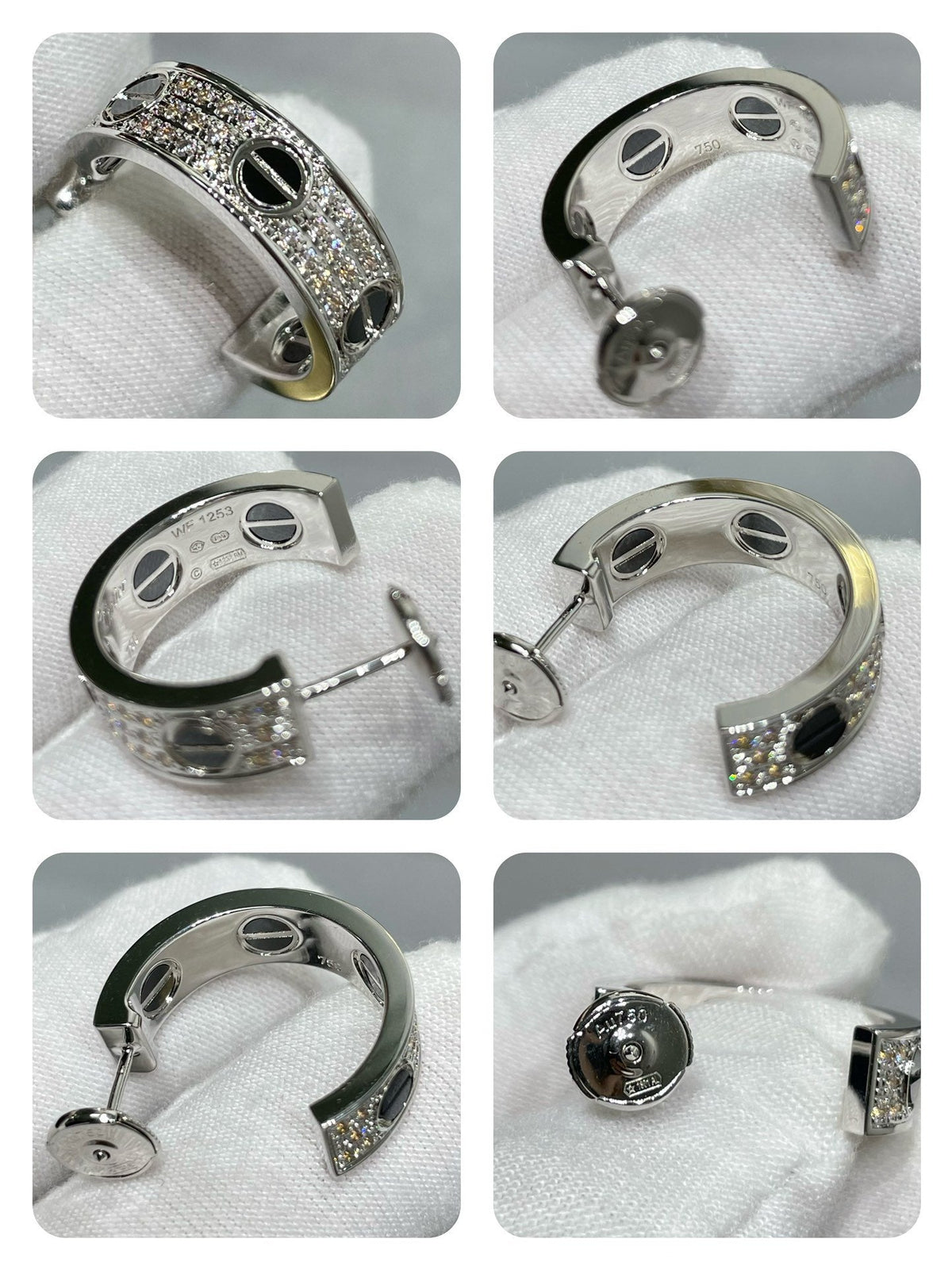 [⭐Veyra]LOVE CERAMIC DIAMOND PAVED SILVER EARRINGS