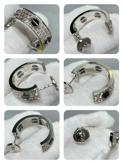 [⭐Veyra]LOVE CERAMIC DIAMOND PAVED SILVER EARRINGS