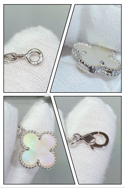 [⭐Veyra]CLOVER 5 MOTIF WHITE MOP SILVER BRACELET