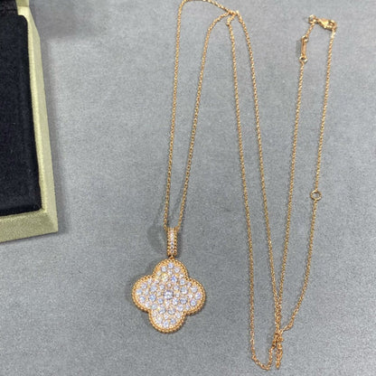 [⭐Veyra]CLOVER 25MM LARGE PEDANT DIAMOND PAVED LONG NECKLACE