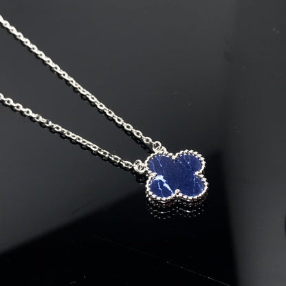 [⭐Veyra]CLOVER PIETERSITE SILVER LONG NECKLACE