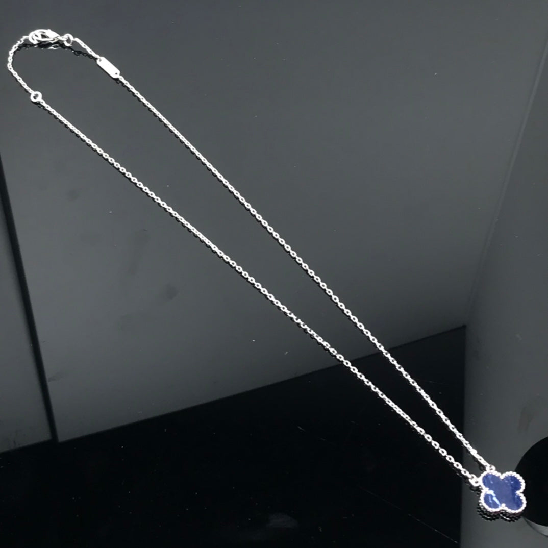 [⭐Veyra]CLOVER PIETERSITE SILVER LONG NECKLACE