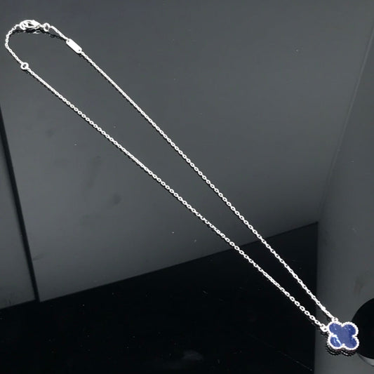 [⭐Veyra]CLOVER PIETERSITE SILVER LONG NECKLACE