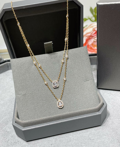 [⭐Veyra]MY TWIN 2 ROW DIAMOND NECKLACE