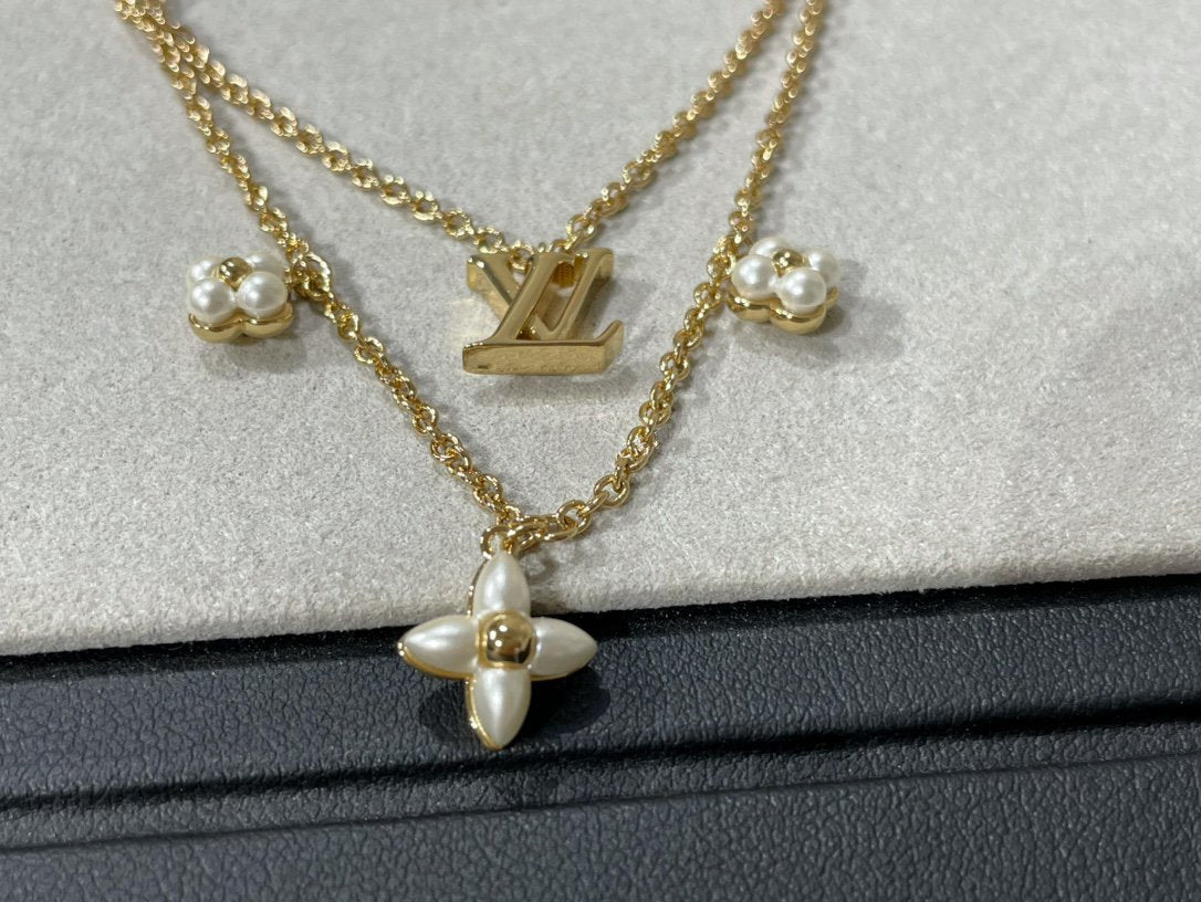 [⭐Veyra]FLOWERGRAM GOLD MOP DOUBLE ROW NECKLACE