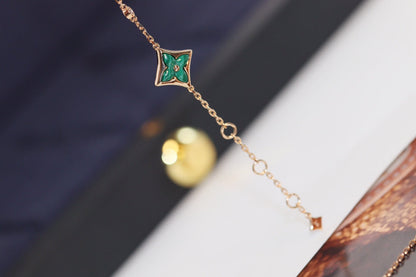 [⭐Veyra]STAR AND SUN 4 MOTIF PINK GOLD MALACHITE BRACELET