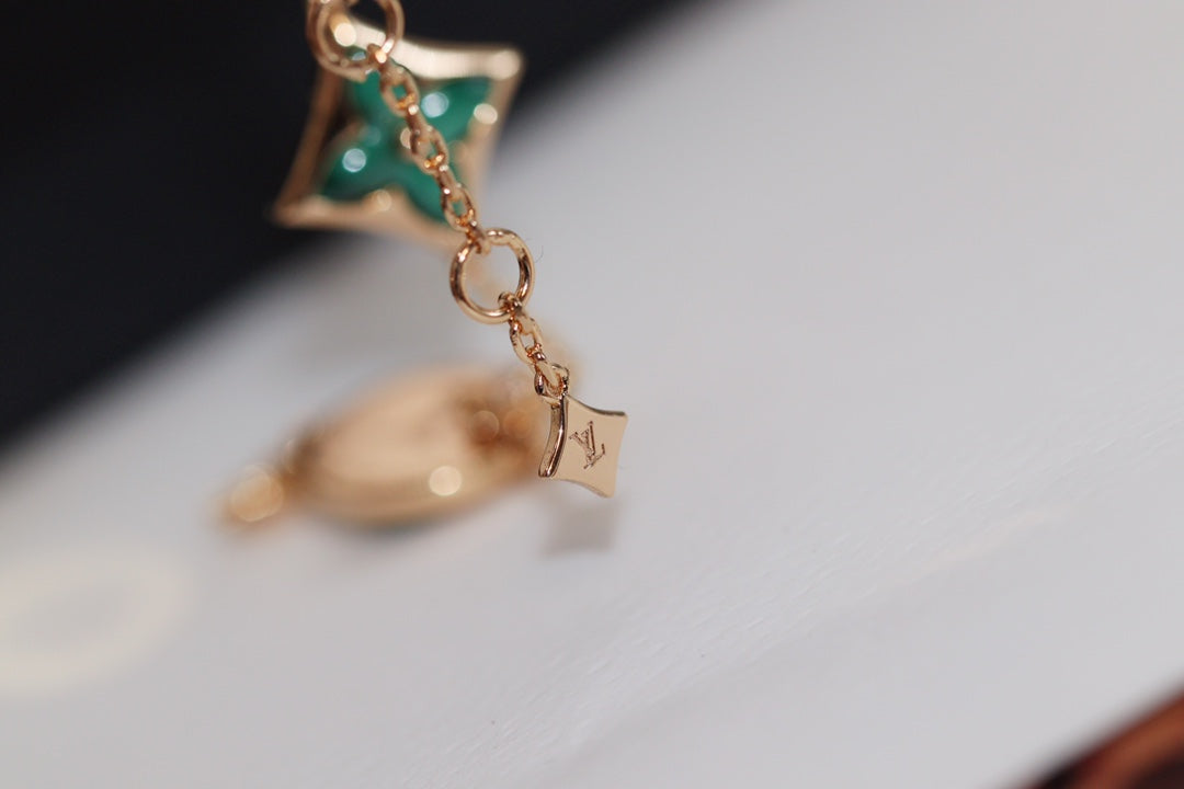 [⭐Veyra]STAR AND SUN 4 MOTIF PINK GOLD MALACHITE BRACELET
