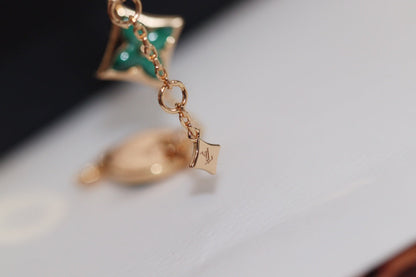 [⭐Veyra]STAR AND SUN 4 MOTIF PINK GOLD MALACHITE BRACELET