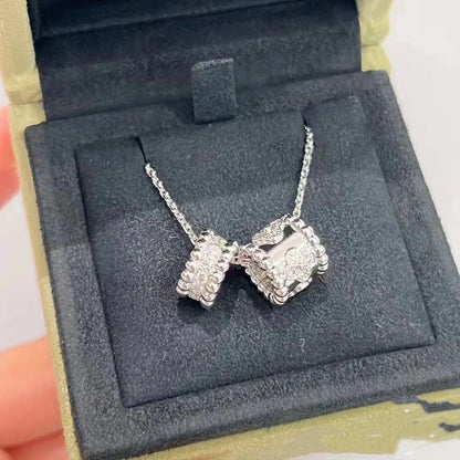 [⭐Veyra]PERLEE DOUBLE PENDANT SILVER DIAMOND NECKLACE
