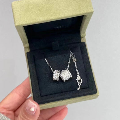 [⭐Veyra]PERLEE DOUBLE PENDANT SILVER DIAMOND NECKLACE