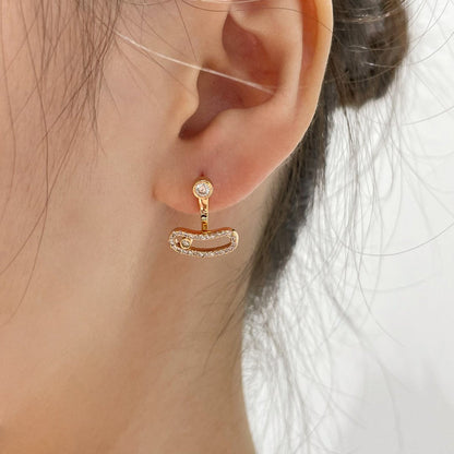 [⭐Veyra]MOVE UNO PINK GOLD DIAMOND EARRINGS