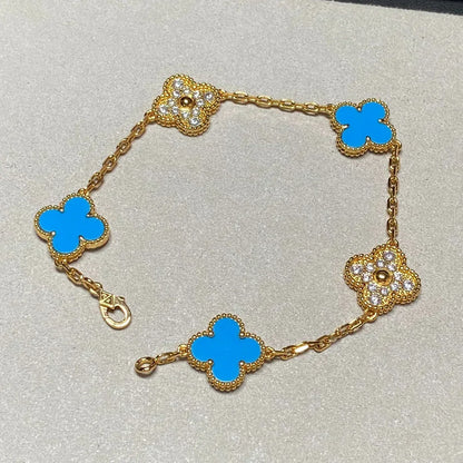 [⭐Veyra] CLOVER 5 MOTIF BLUE AGATE BRACELET COLLECTION