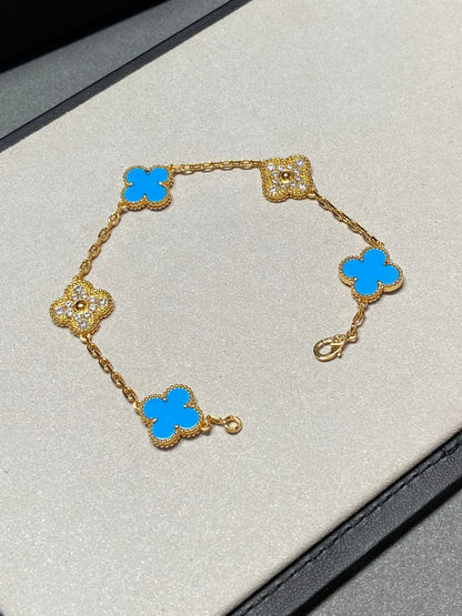 [⭐Veyra] CLOVER 5 MOTIF BLUE AGATE BRACELET COLLECTION