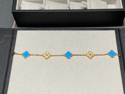 [⭐Veyra] CLOVER 5 MOTIF BLUE AGATE BRACELET COLLECTION