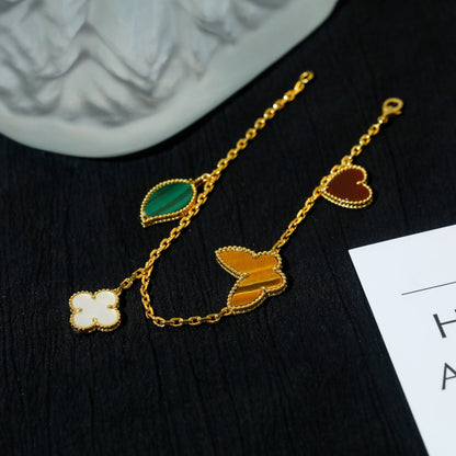 [⭐Veyra]LUCKY SPRING 5 MOTIF GOLD BRACELET