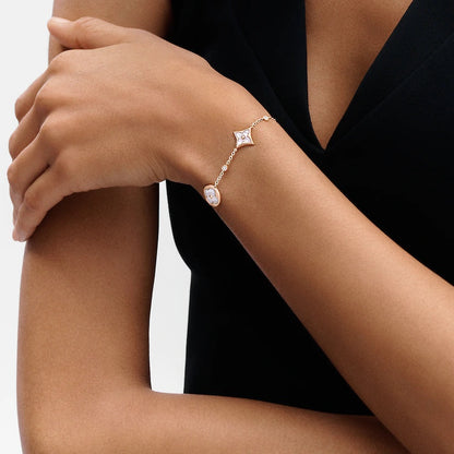 [⭐Veyra]STAR AND SUN 4 MOTIF WHITE MOP PINK GOLD BRACELET