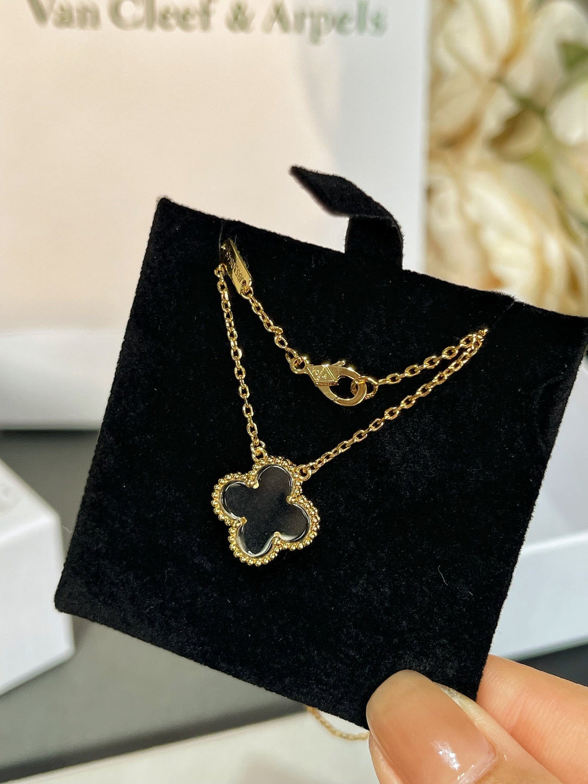 [⭐Veyra]CLOVER ROCK CRYSTAL ROSE GOLD NECKLACE