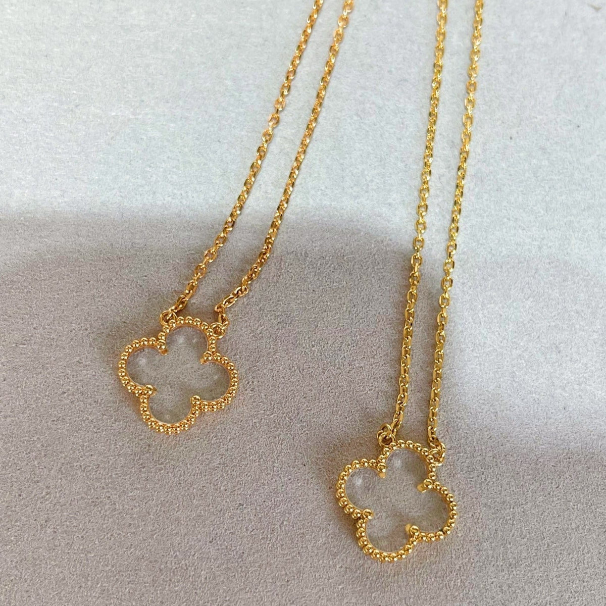 [⭐Veyra]CLOVER ROCK CRYSTAL ROSE GOLD NECKLACE