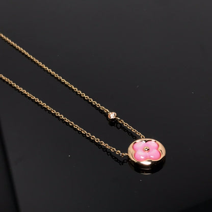 [⭐Veyra]COLOR BLOSSOM PINK MOP SUN GOLD NECKLACE