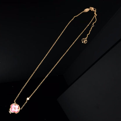 [⭐Veyra]COLOR BLOSSOM PINK MOP SUN GOLD NECKLACE