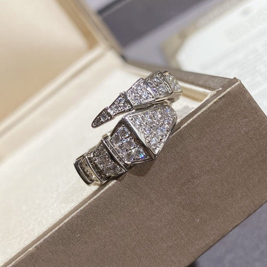 [⭐Veyra]SERPENTI LARGE RING SILVER DIAMOND PAVED