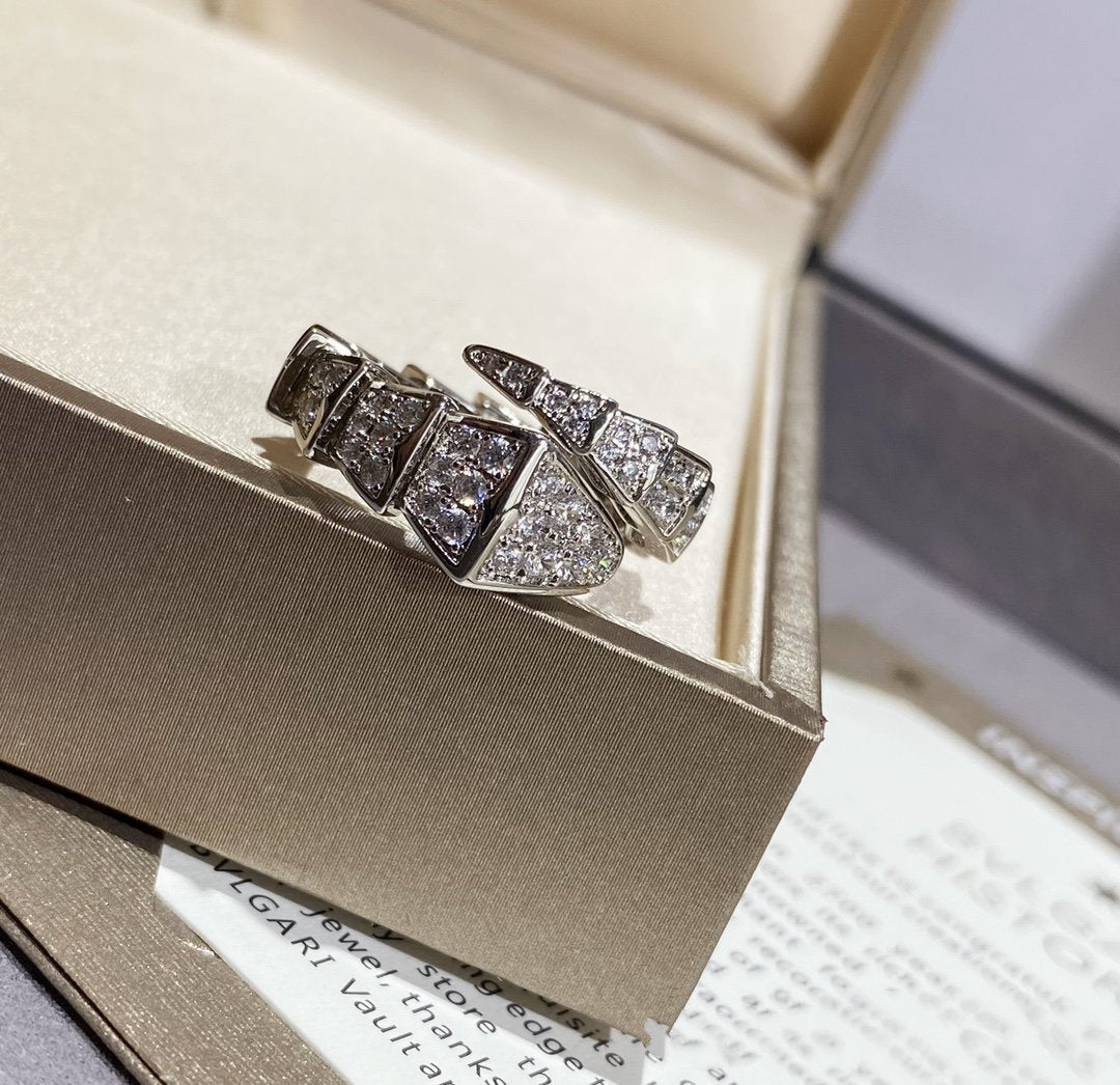 [⭐Veyra]SERPENTI LARGE RING SILVER DIAMOND PAVED