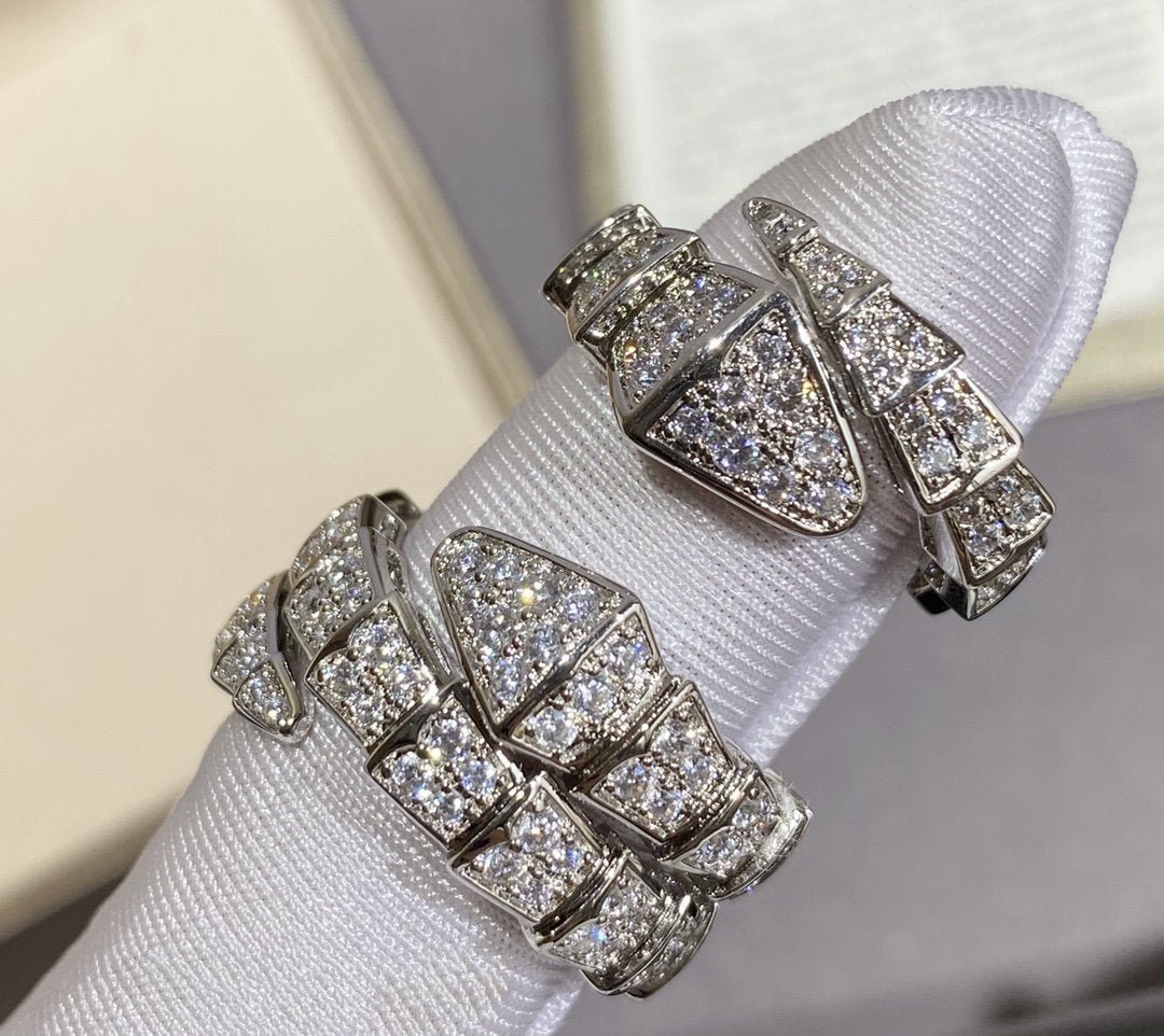[⭐Veyra]SERPENTI LARGE RING SILVER DIAMOND PAVED