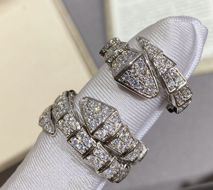 [⭐Veyra]SERPENTI LARGE RING SILVER DIAMOND PAVED