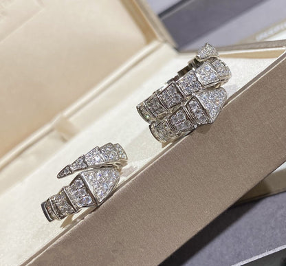 [⭐Veyra]SERPENTI LARGE RING SILVER DIAMOND PAVED