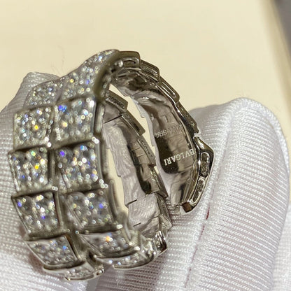 [⭐Veyra]SERPENTI DOUBLE RING SILVER DIAMOND PAVED